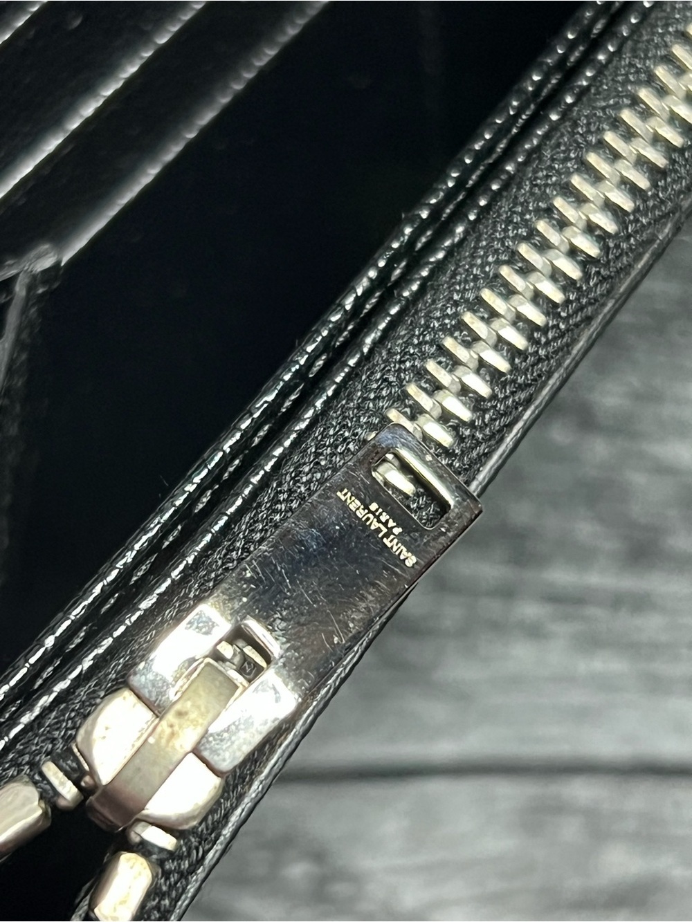 Authentic Saint Laurent Black Grain De Poudre Stud Marquage Wallet w/ COA - Picture 6 of 10
